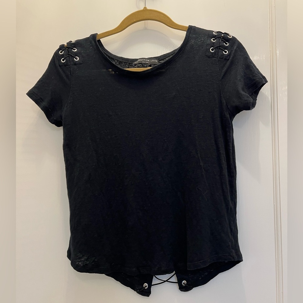 Black lace up top #goth #grunge